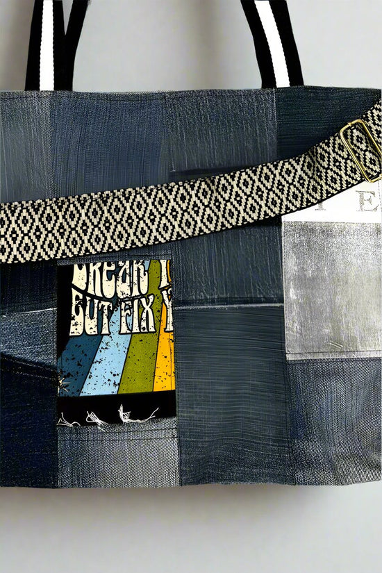 Bumble Bee Denim Collage Tote