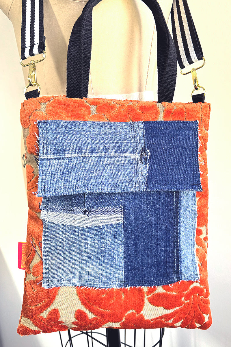 Market Bag With Cargo Pocket & Orange Chenille
