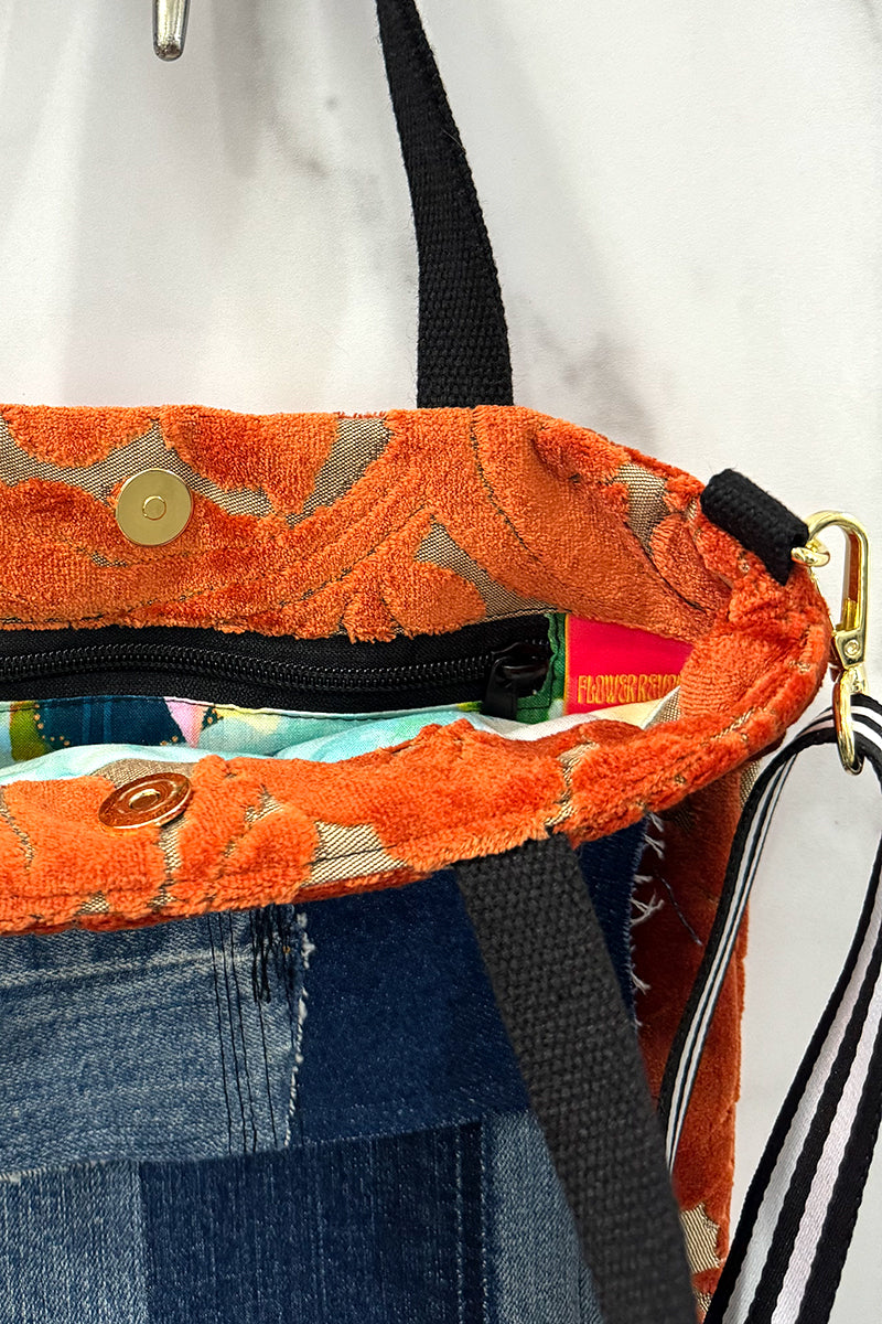 Market Bag With Cargo Pocket & Orange Chenille